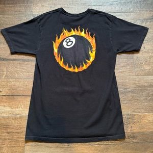 Stüssy Flaming 8 Ball Men's Black T-shirt